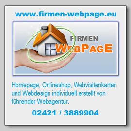 www.firmen-webpage.eu
Homepage und Onlineshops erstellen lassen