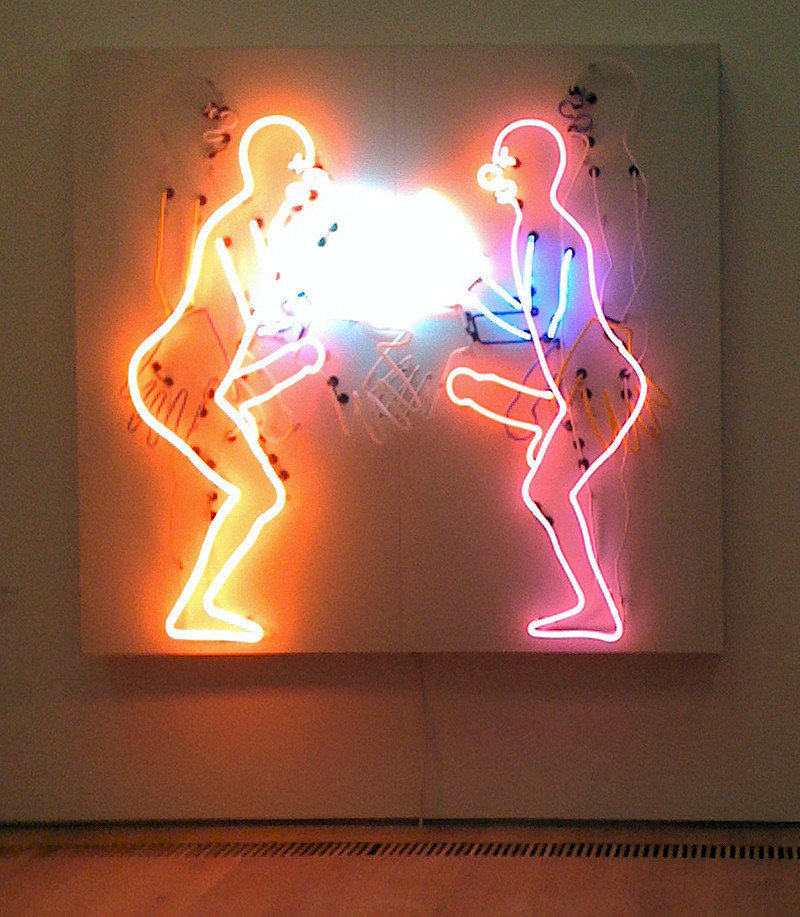Bruce Nauman: Mean Clown Welcome, 1985 
Neon-Installation, Glas, Alu, verschiedene Leuchtstoffröhren