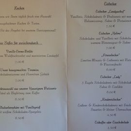 Eis- und Kaffeekarte Frühjahr 2015