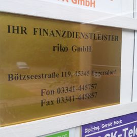 Ihr Finanzdienstleister riko GmbH in Eggersdorf Gemeinde Petershagen-Eggersdorf