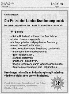 Die Polizei des Landes Brandenburg sucht: