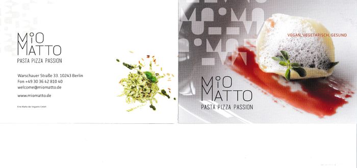 MioMatto. Pasta Pizza Passion - vegane Küche (VeGastro GmbH)