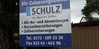 Schulz Klaus-Dieter KFZ-Zulassungsdienst Land Brandenburg + Berlin in Eggersdorf Gemeinde Petershagen-Eggersdorf