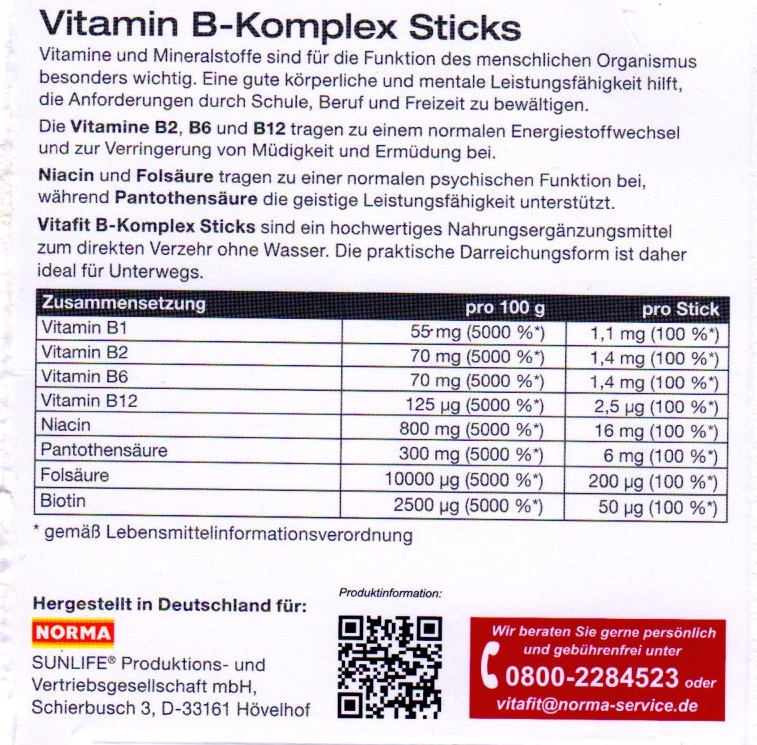 Vitamin B - Komplex 2017

bei NORMA 20 Sticks für 1,49€