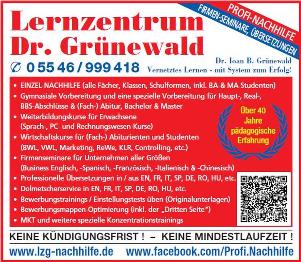 Nutzerfoto 1 Lernzentrum Dr. Grünewald Professionelle Nachhilfe, Firmenseminare