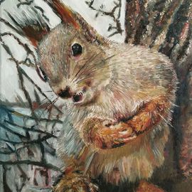 Eichhörnchen, Öl auf Leinwand, 40 x 30 cm