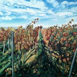 Weinberge im Herbst, Ölgemälde auf Leinwand, 80 x 60 cm