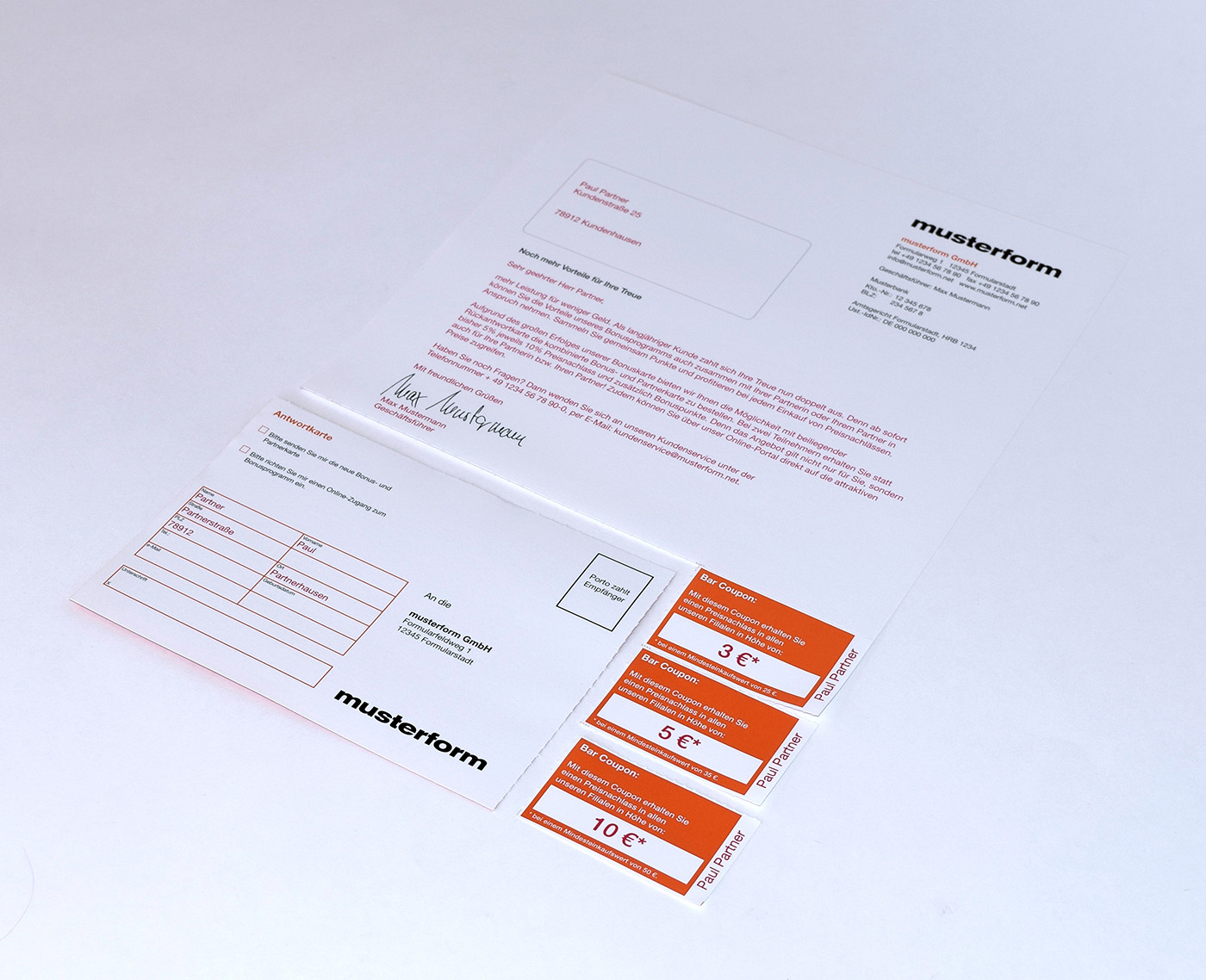 Briefbogen mit integrierter Postkarte