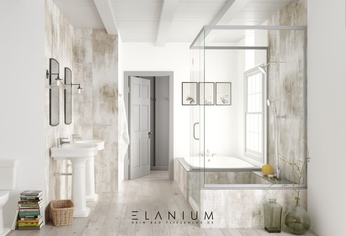 Badezimmer mit der Wandverkleidung der Firma Elanium GmbH