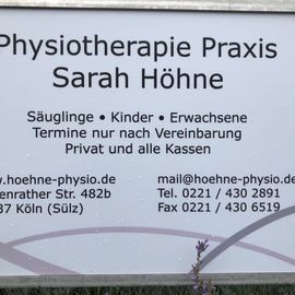 Physiotherapie Praxis Sarah Höhne, Berrenrather Str. 482B, 50937 Köln, Öffnungszeiten 