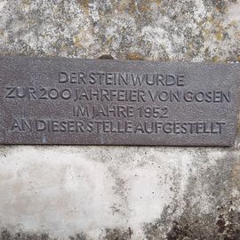 Gedenkstein zum 200. Jahrestag der Ortsgründung in Gosen Gemeinde Gosen Neu Zittau