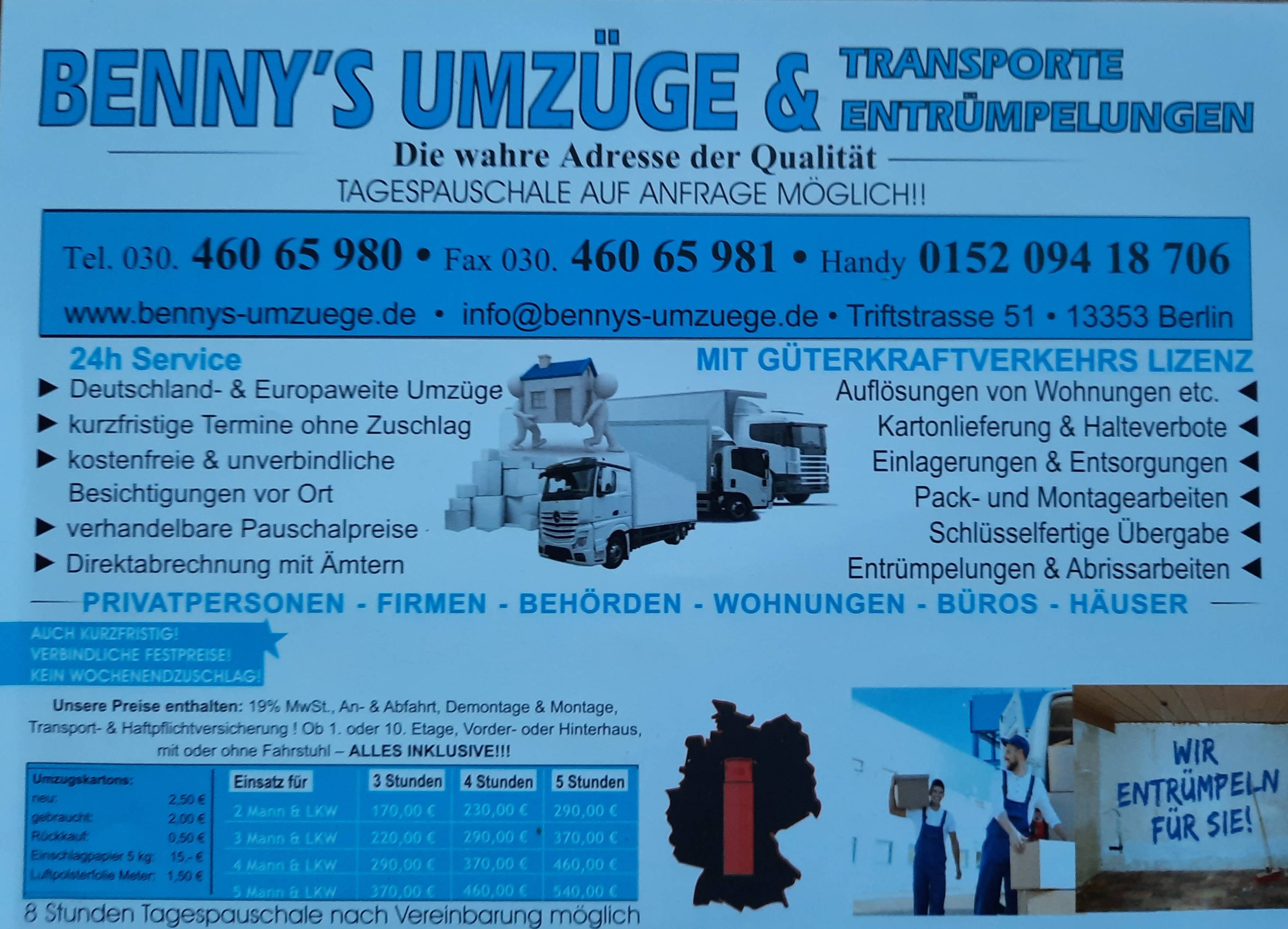 Bild 1 Bennys Umzüge GmbH in Berlin