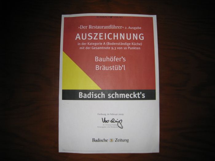 Auszeichnung: Badisch schmeckt´s