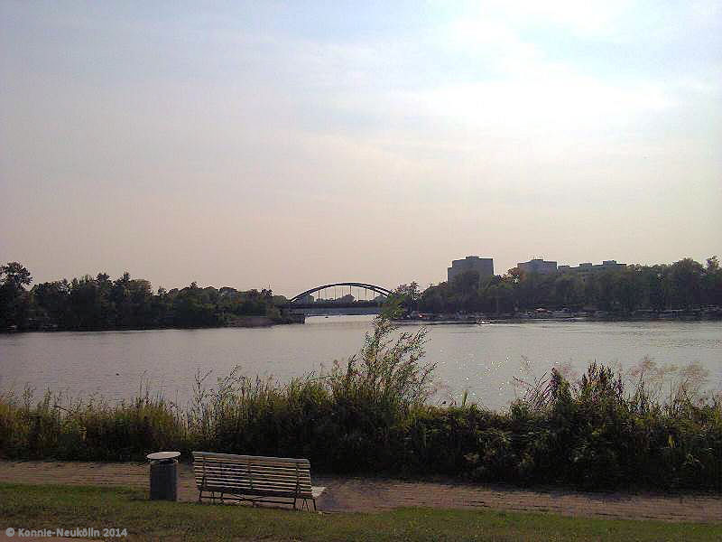 Der Ausblick von der Terrasse über das Wasser