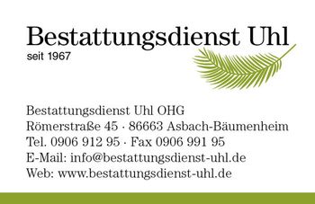 Logo von Uhl Bestattungsdienst OHG in Asbach-Bäumenheim