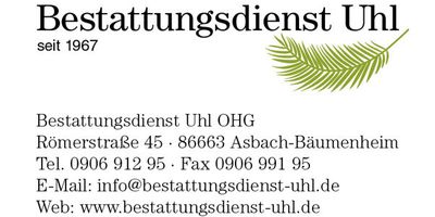 Uhl Bestattungsdienst OHG in Asbach-Bäumenheim