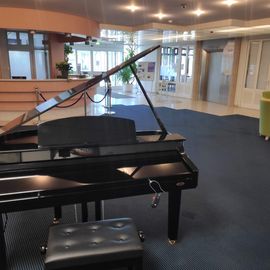 Blick in den Empfangsbereich der Klinik Baden. F&uuml;r musikalisch begabte steht ein elektrisches Klavier bereit...