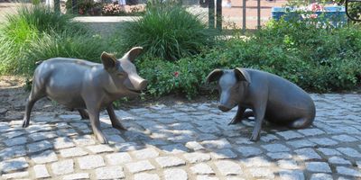 Zwei Schweine - Skulptur in Ennigerloh