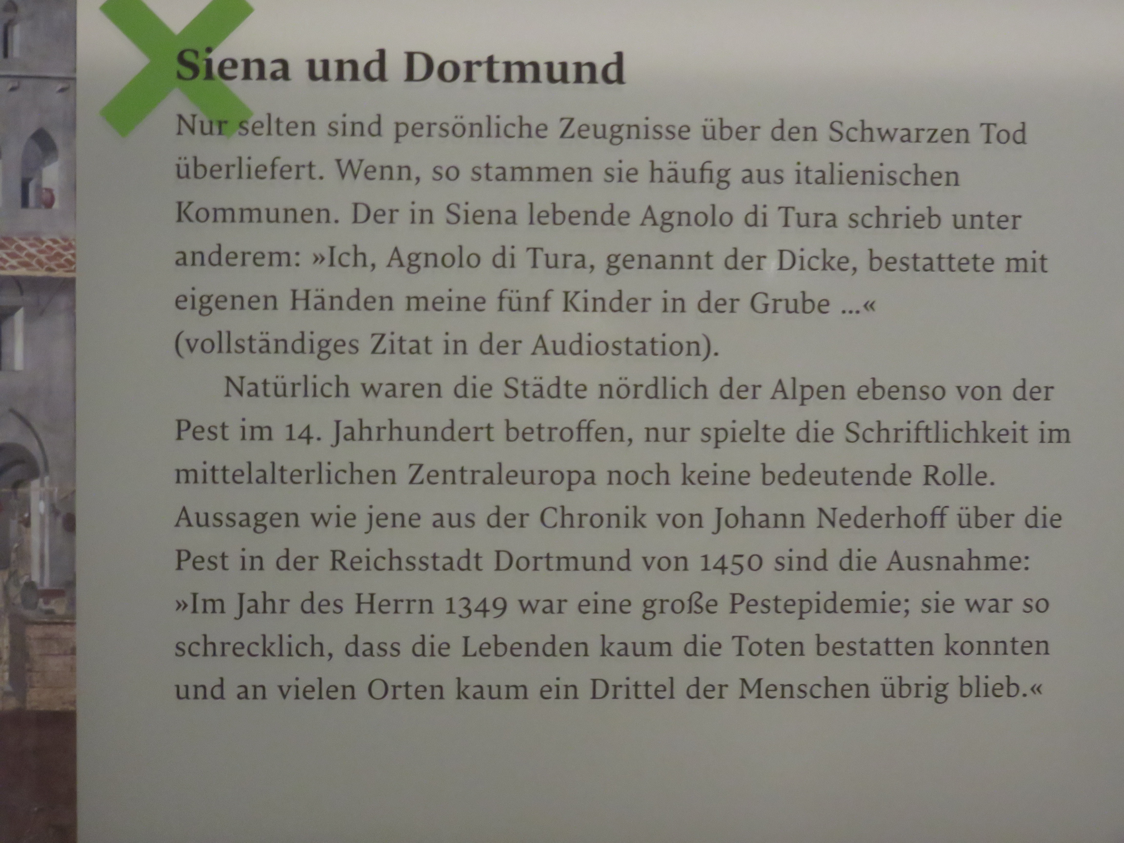 Ausstellung 'Pest!' - Augenzeugen aus Siena und Dortmund