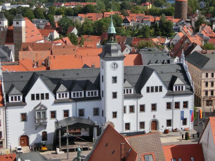 Rathaus, vom Turm der Petrikirche aus gesehen