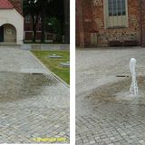 Brunnen/Wasserspiel auf dem Walther-Rathenau-Platz in Baruth in der Mark
