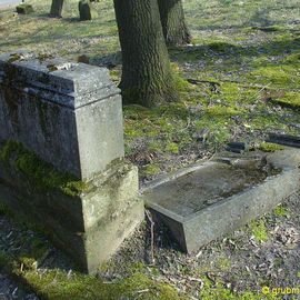 Altes Grabmal mit gestürztem Grabstein