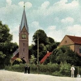 Dorfkirche Gro&szlig;ziethen auf einer colorierten Postkarte vom Anfang des 20. Jahrhunderts