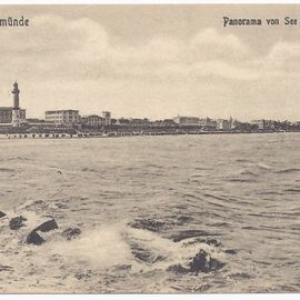 Postkarte Anfang 1920er Jahre: Leuchtturm von See aus