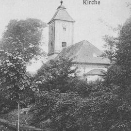 Dorfkirche Rathstock auf einer alten Postkarte (vor 1940)