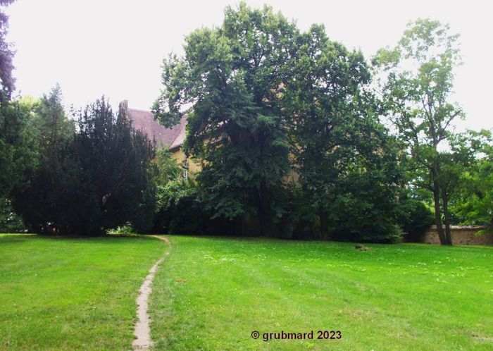 Blick vom Schlosspark zum Schloss Lindenberg (Tauche)