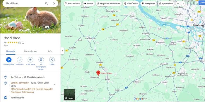 Es gibt ihn wirklich - den Osterhasen (Screenshot von google-Maps)