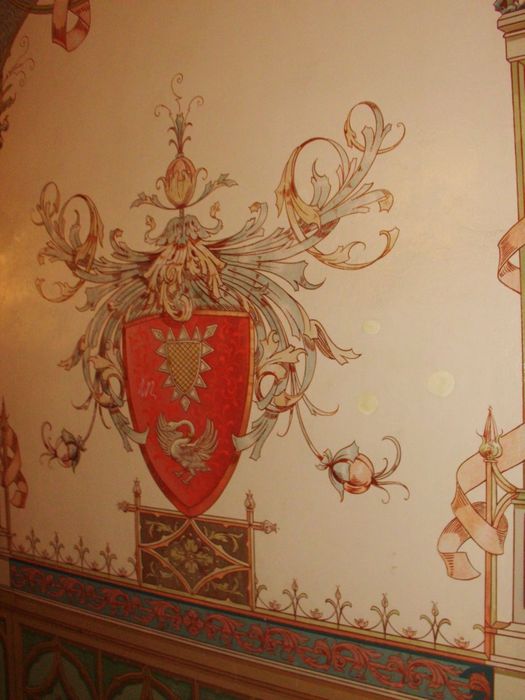 Das alte Stadtwappen von Neumünster - Wandmalerei im Treppenhaus