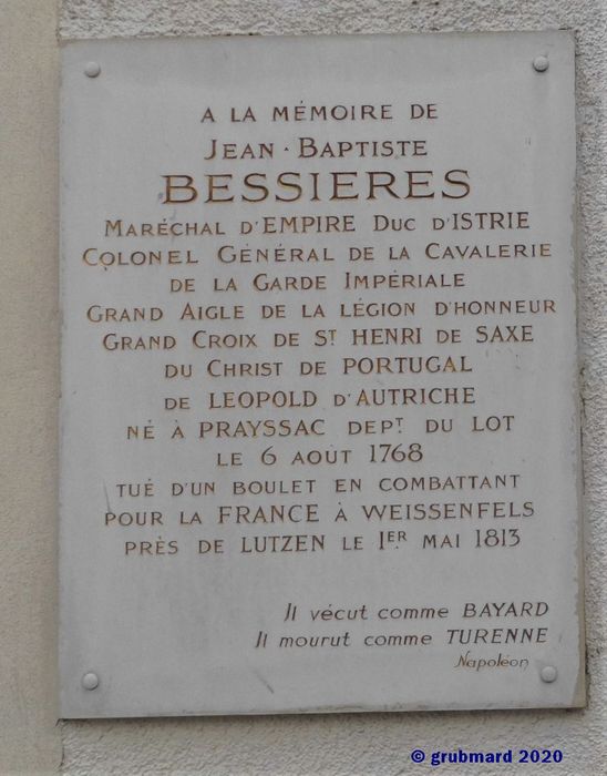 Gedenktafel für den französischen Marschall Bessieres
