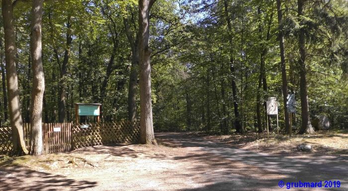 Gefallenendenkmal (rechter Bildrand) neben dem Försterfriedhof Siehdichum