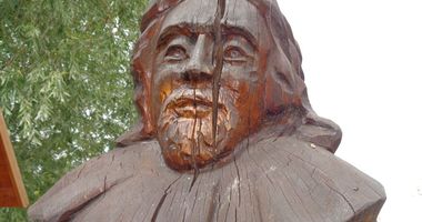 Holzskulptur "Tempelritter von Tempelberg" in Tempelberg Gemeinde Steinhöfel Kreis Oder Spree