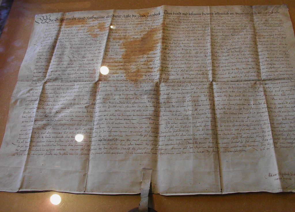 Urkunde von 1559 für die Schlosser-Innung
