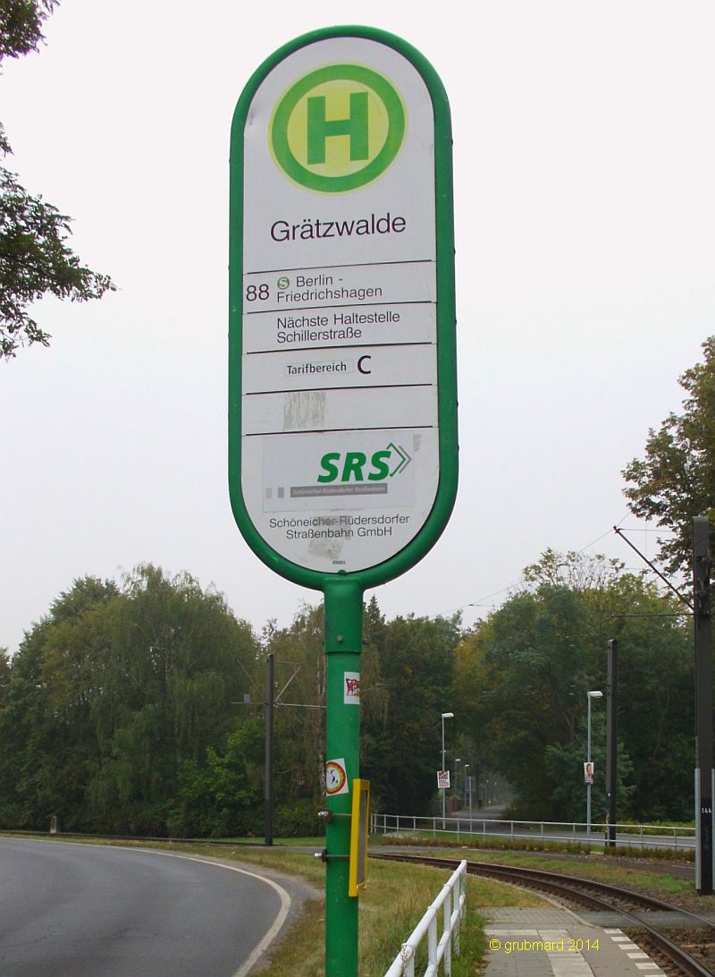 Schöneicher-Rüdersdorfer Straßenbahn - Haltestellenschild