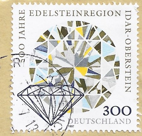 300-Pfennige-Briefmarke 500 Jahre Edelsteinregion Idar-Oberstein von 1997