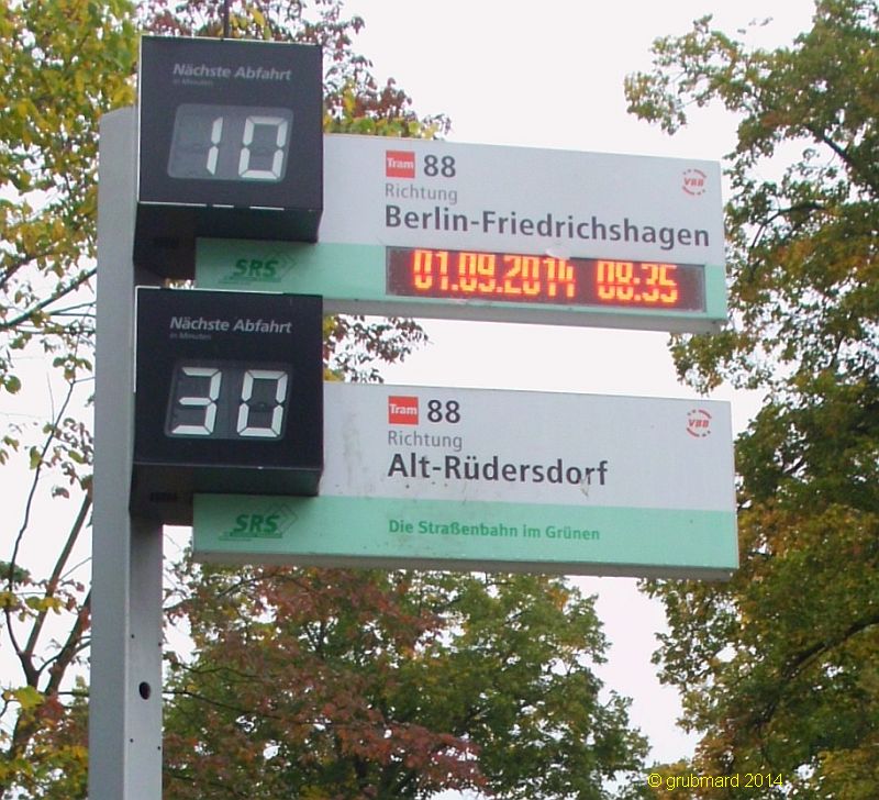 Schöneicher-Rüdersdorfer Straßenbahn - Abfahrtsanzeiger