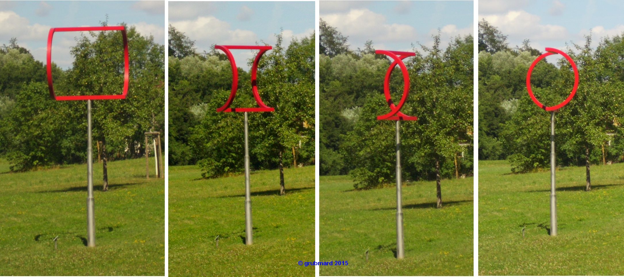 Moderne Kunst im Park des Besucherzentrums:
"Quadratur des Kreises" von Tim Ulrichs