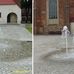 Brunnen/Wasserspiel auf dem Walther-Rathenau-Platz in Baruth in der Mark