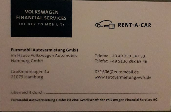 Euromobil Autovermietung GmbH im Hause Volkswagen Automobile