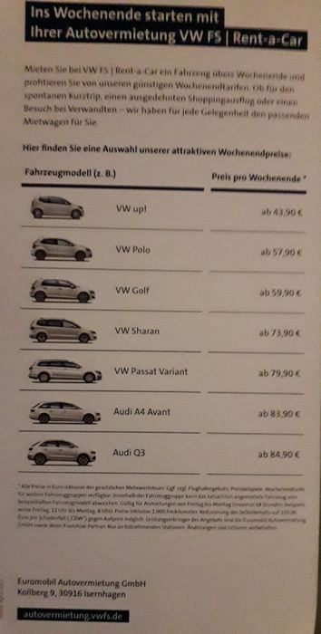 Euromobil Autovermietung GmbH im Hause Volkswagen Automobile