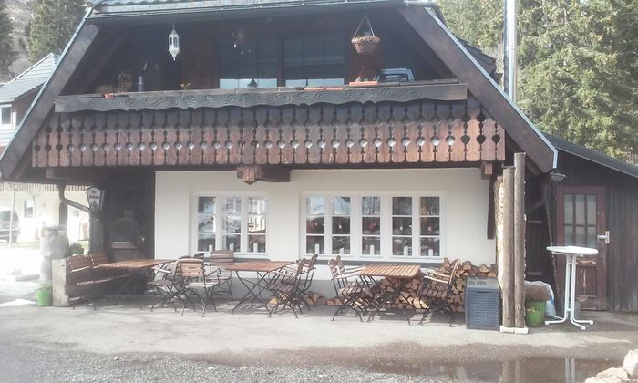 Café & Berg-Beizle 'Zum Kuckuck', Terrasse im Winter