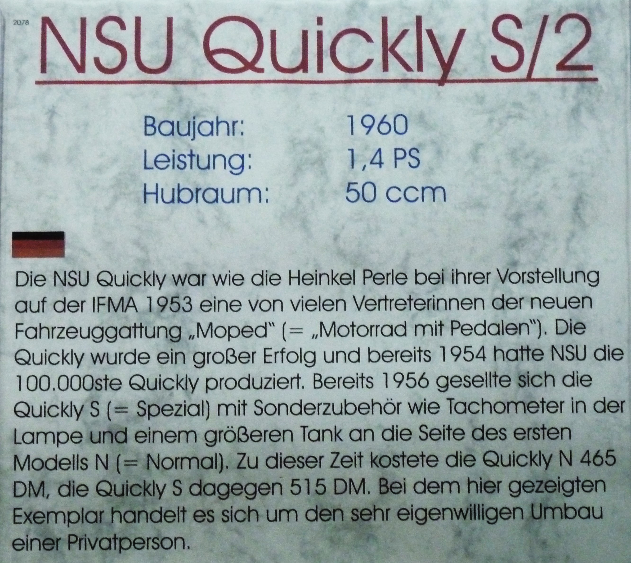 NSU Quickly techn. Daten