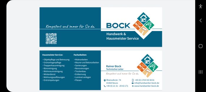 Visitenkarte Bock Handwerk & Hausmeister Service