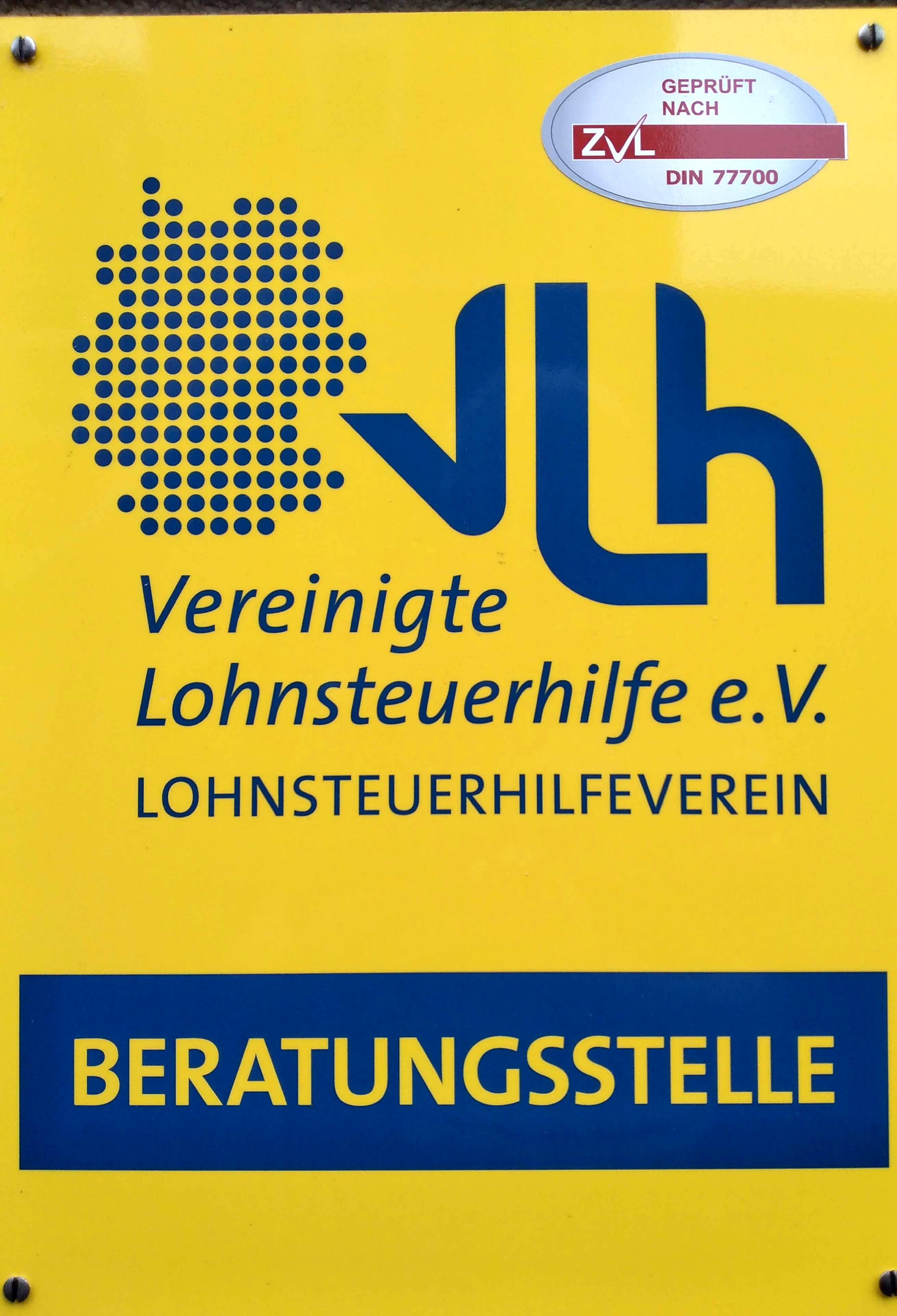 Schild des Lohnsteuerhilfevereins (VLH)