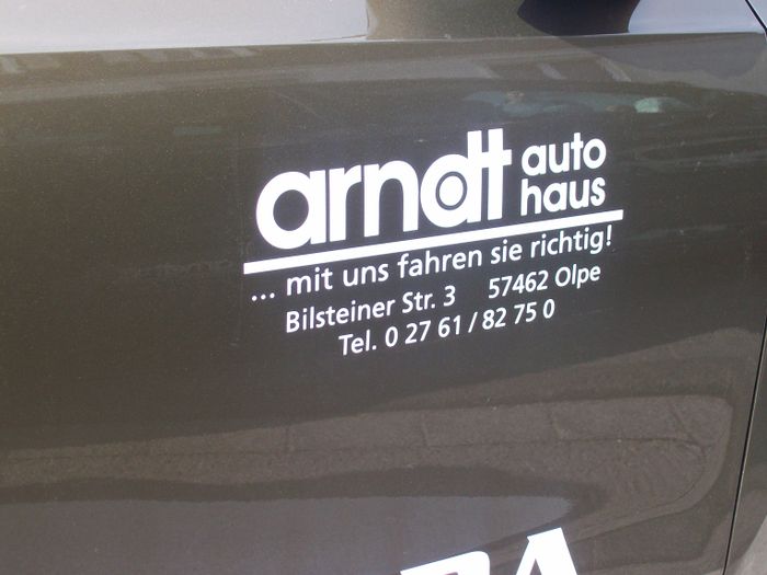 Werbeaufdruck Autohaus Arndt, Olpe