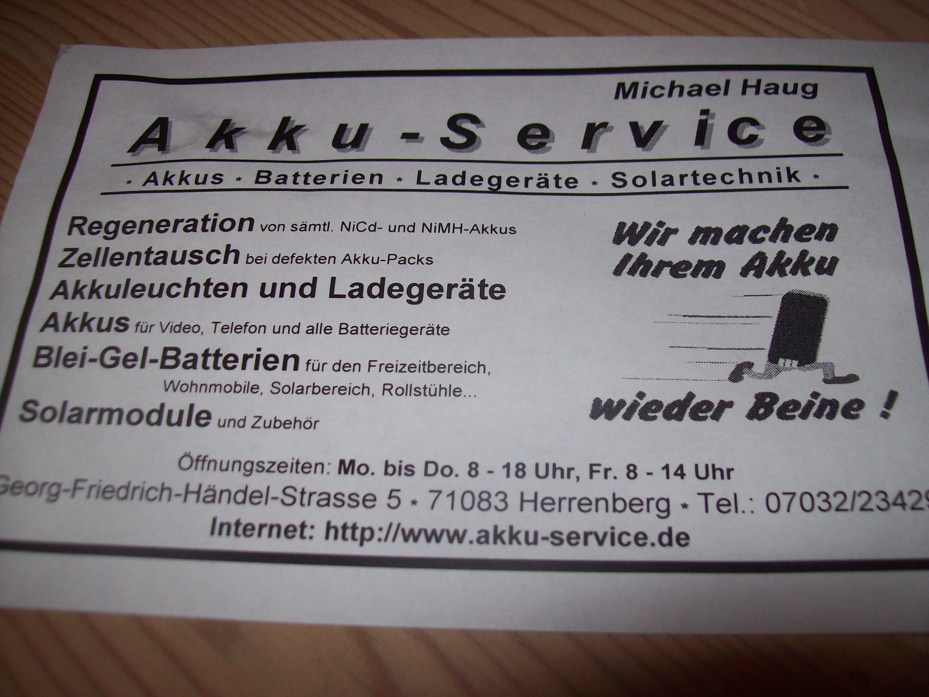 Der Flyer vom Akku-Service war mit im Päckchen