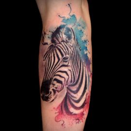 Aquarell Zebra Tattoo Rattattoo Freiburg